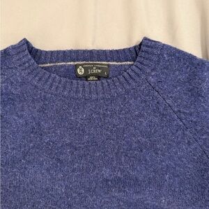 J. Crew Men's Heathered Navy Lambswool Crewneck Sweater